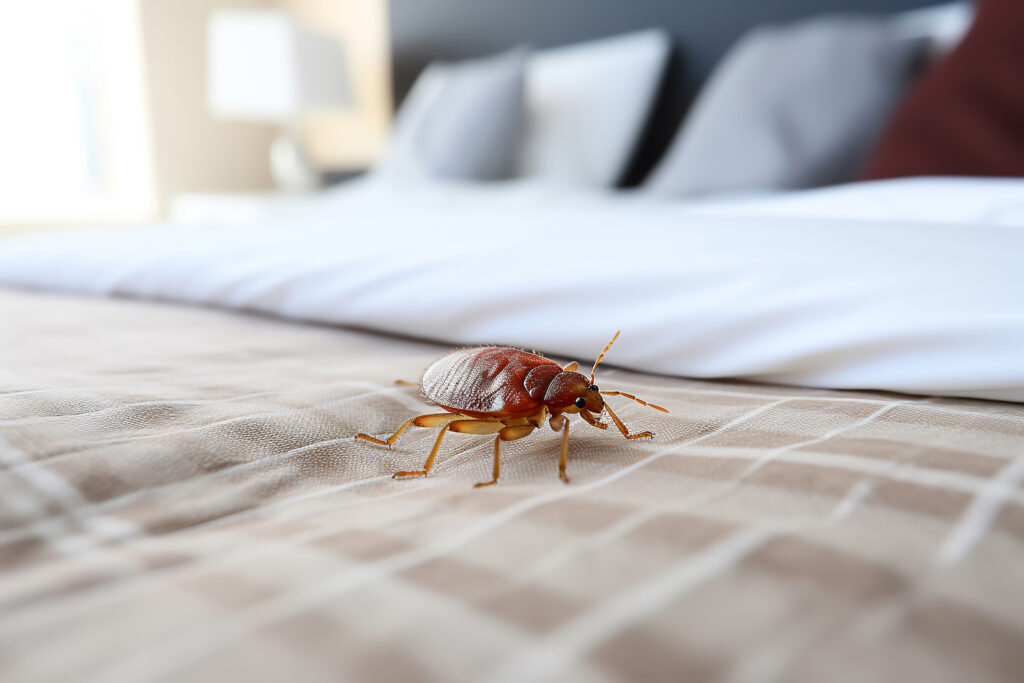 Punaise de lit sur les draps d'un lit