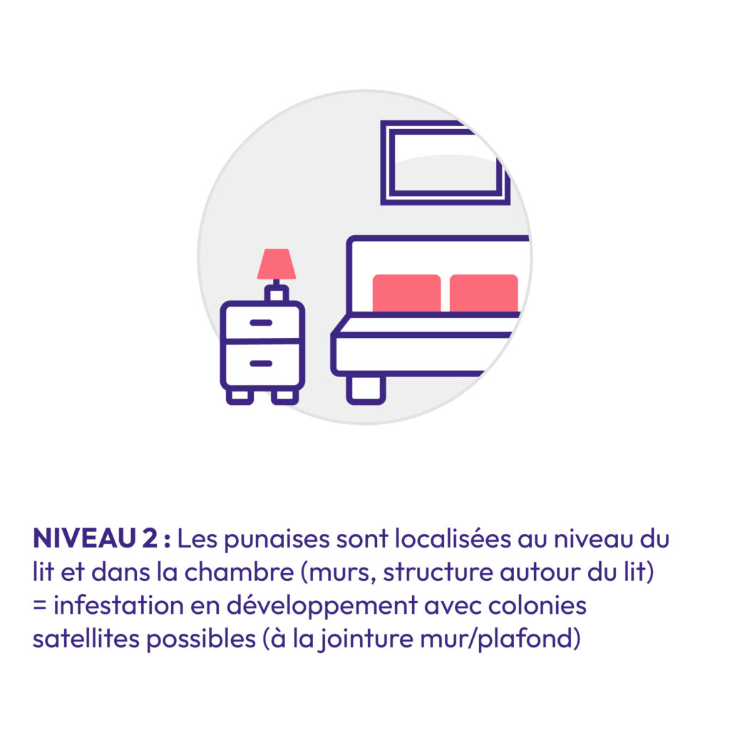 Pictogramme niveau 2 d'infestation : punaises au lit et dans la chambre